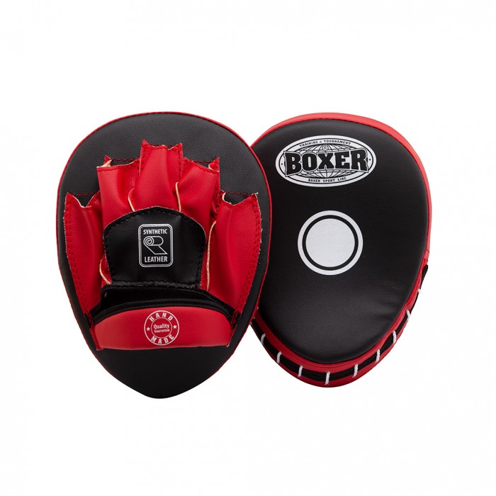 Лапи боксерські гнуті Boxer (кожвініл 1мм, нап. – пенопоролон) чорно-червоні