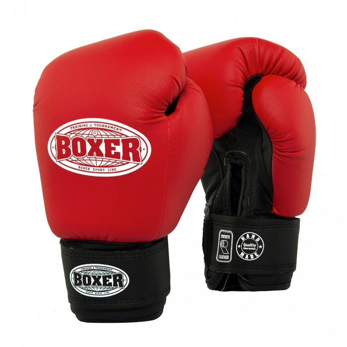 Рукавички боксерські BOXER 12 oz шкіра 0,8-1 мм червоні