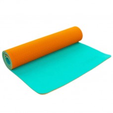 Коврик для фитнеса и йоги (йога мат) Zelart двухслойный 1730*610*6 мм орнанжево - мятный ZEL PROFI-5172-1