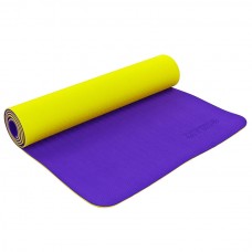 Коврик для фитнеса и йоги (йога мат) Zelart двухслойный 1730*610*6 мм желто-фиолетовый 6мм ZEL PROFI-5172-11