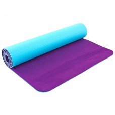 Коврик для фитнеса и йоги (йога мат) Zelart двухслойный 1730*610*6 мм голубой-фиолет ZEL PROFI-5172-4