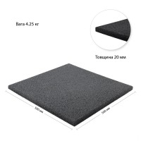Гумове покриття для тренажерного залу дитячого майданчика 500мм х 500 мм 20 мм чорне