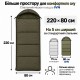 Спальный мешок IVN Comfort Max Fleece 220×80 см теплый флисовый с оливковым капюшоном